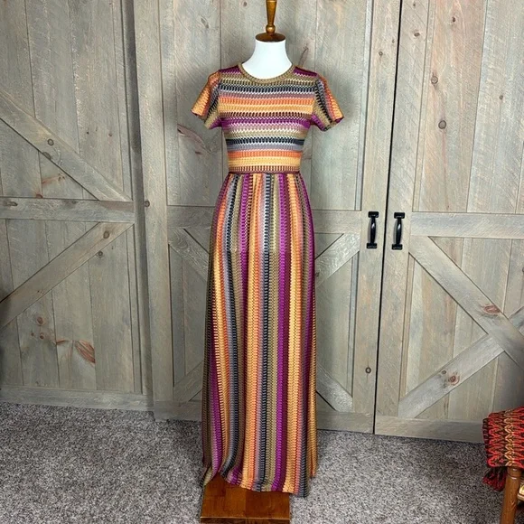 Nasty Gal striped Crochet maxi dress with short sleeves Size 10 - Picture 4 of 13